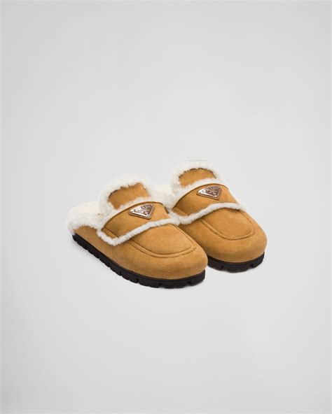 fuzzy Prada slippers